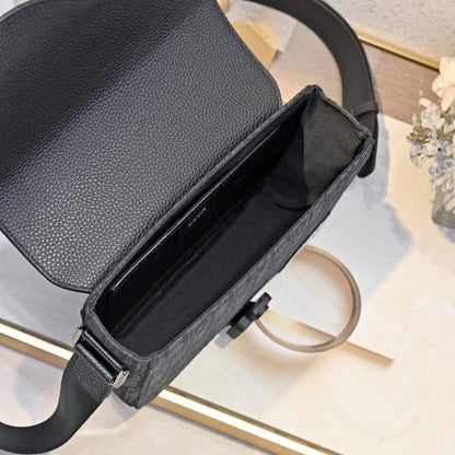 Modern Stylish Black Calfskin Shoulder Bag