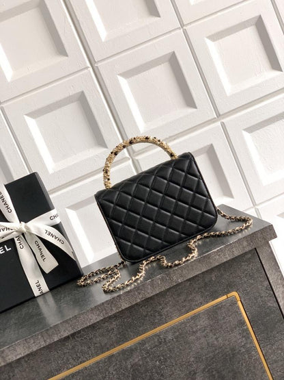 Studded Leather Top Handle Bag