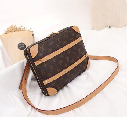 Soft Trunk Monogram Leather Shoulder Bag