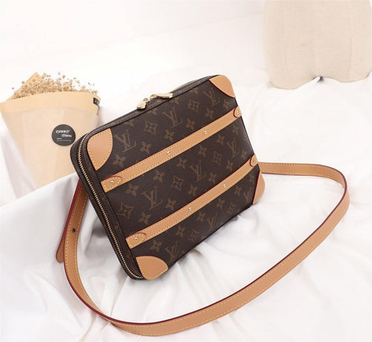 Soft Trunk Monogram Leather Shoulder Bag