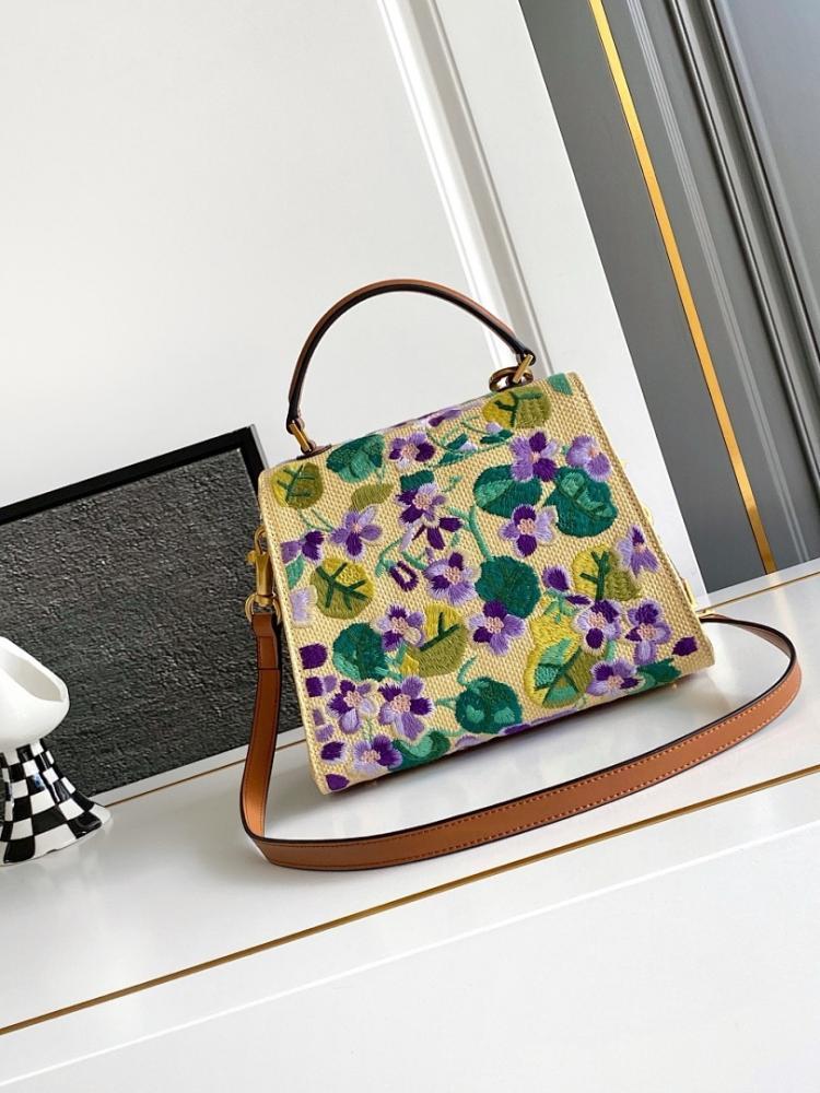 Modern Italian-Inspired Brown Embroidered Leather Bag