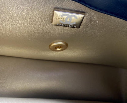 Gold Lambskin Top Handle Bag