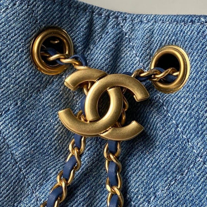 Gold Denim Hobo Bag