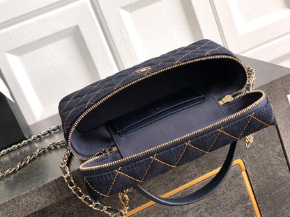 Embroidered Denim Shoulder Bag