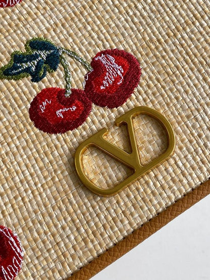 Modern Italian-Inspired Brown Embroidered Leather Bag