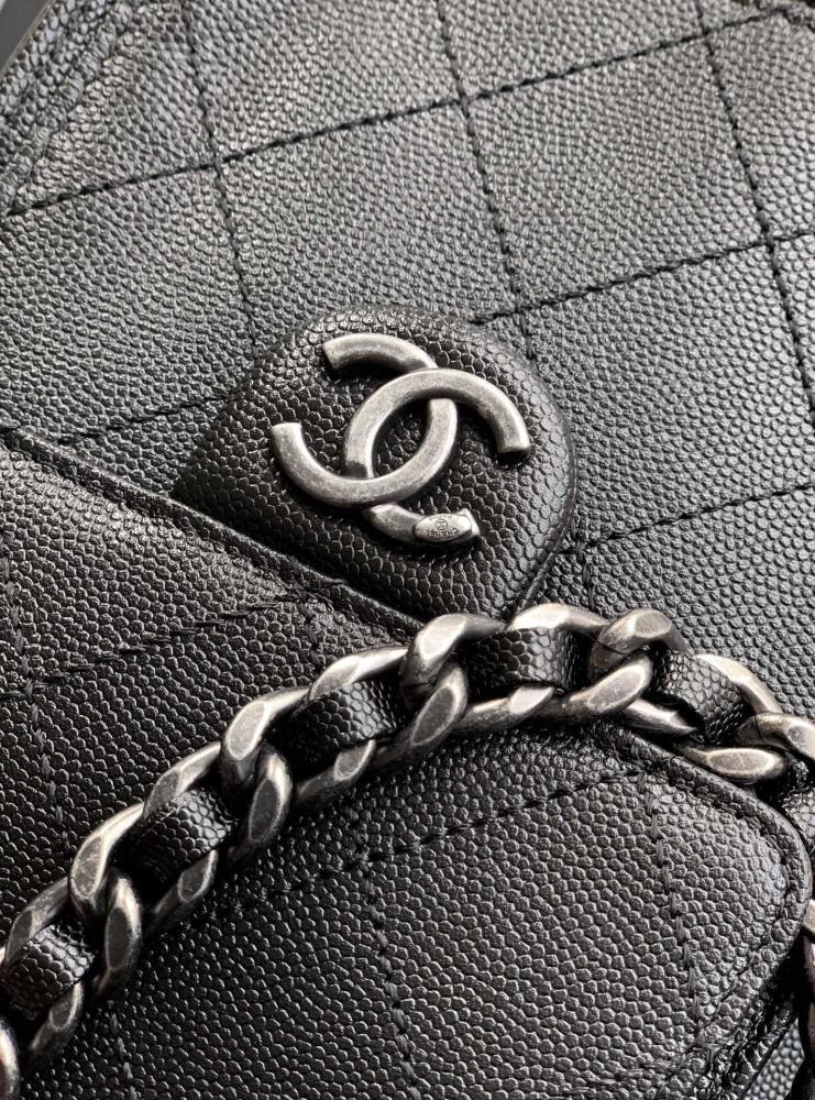 Black Leather Bucket Bag