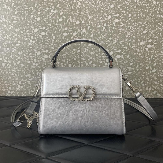 Crystal-Embellished Calfskin Shoulder Bag