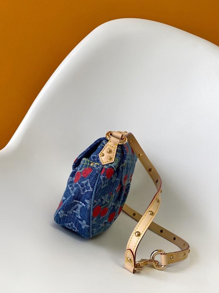 Modern Luxury Monogram Denim Shoulder Bag