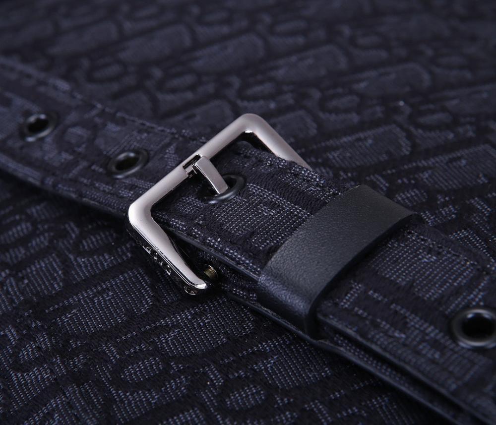 Modern Luxury Black Studded Jacquard Shoulder Bag