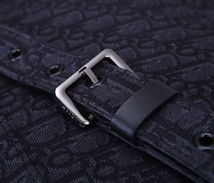 Modern Luxury Black Studded Jacquard Shoulder Bag