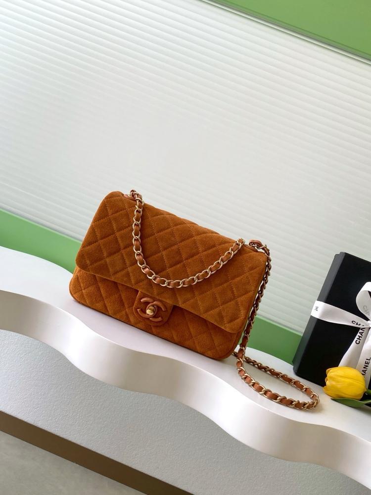 Classic Gold Suede Shoulder Bag