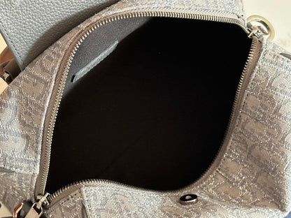 Elegant Refined Black Printed Calfskin Shoulder Bag