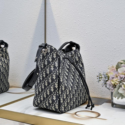 Classic Elegant Gold Embroidered Lambskin Bucket Bag – Special Edition