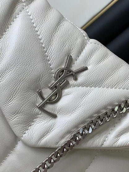 Modern Elegant Silver Quilted Lambskin Top Handle Bag