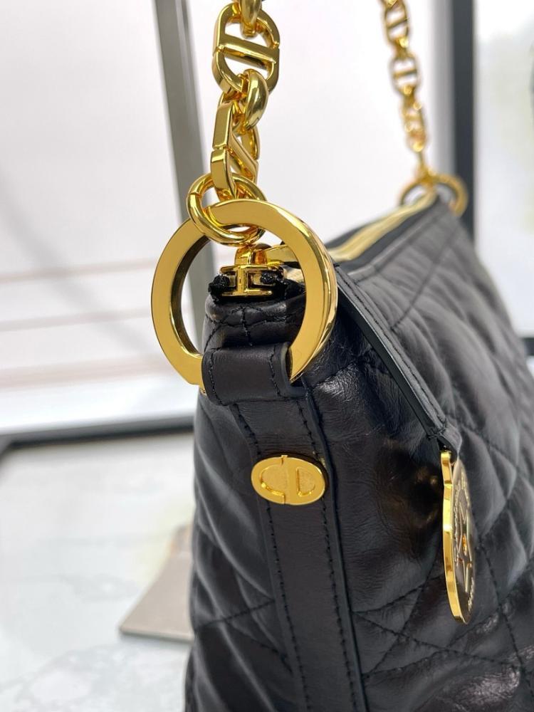 Luxury Refined Black Quilted Calfskin Shoulder Bag