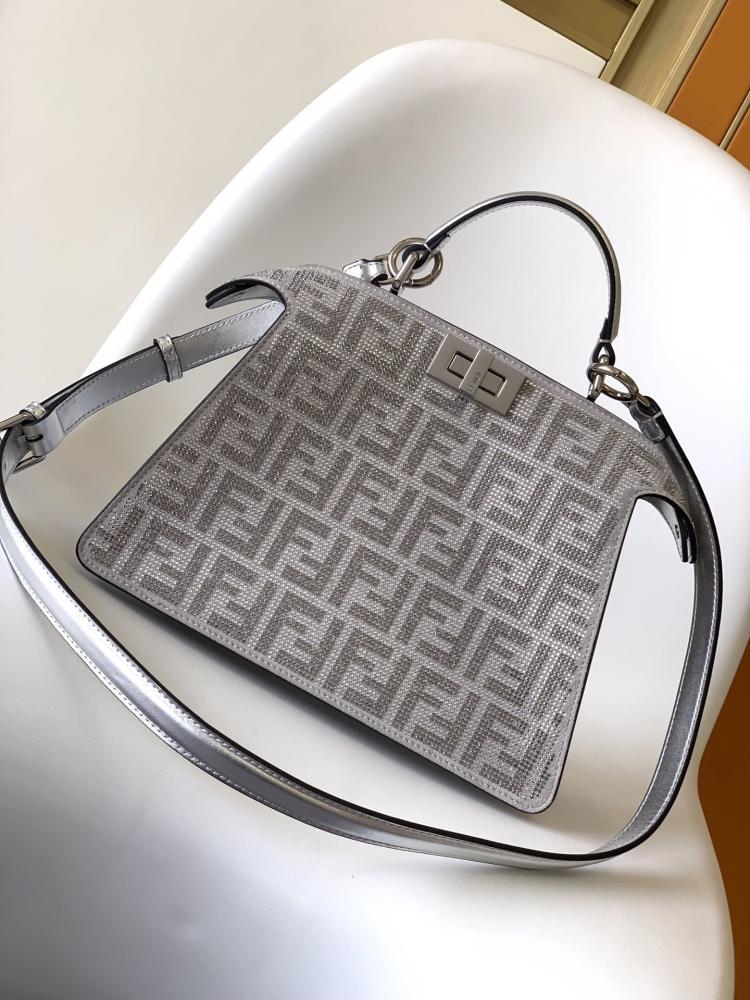 Silver Crystal-Embellished Shoulder Bag