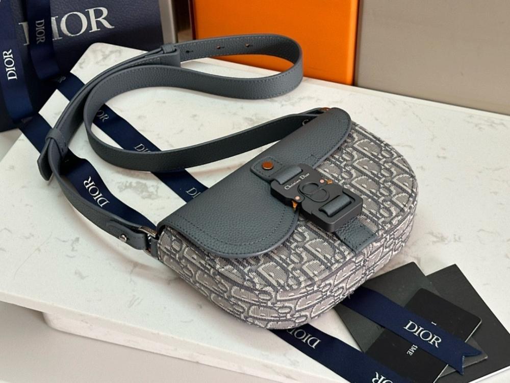 Saddle Grey Calfskin Crossbody Bag