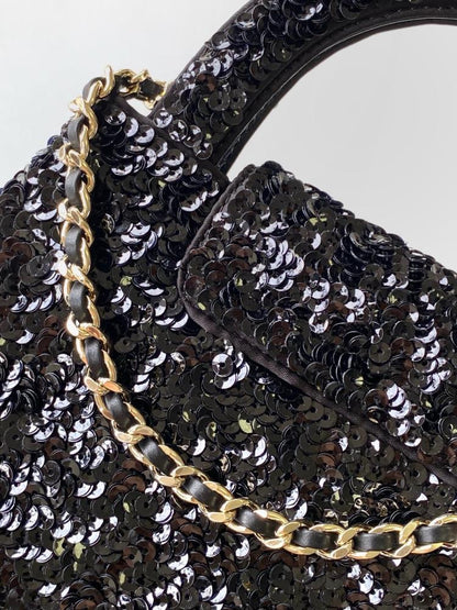 Mini Kelly Shopping Bag with Sequins