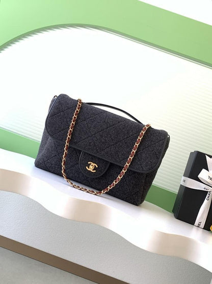 Gold Leather Top Handle Bag