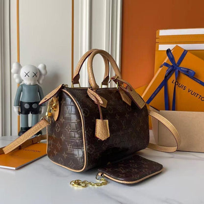 Classic Premium Monogram Leather Shoulder Bag