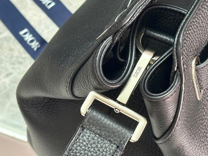 Modern Italian-Inspired Black Quilted Calfskin Top Handle Bag