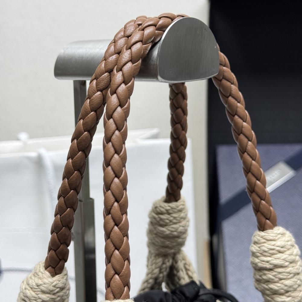 Woven Leather Top Handle Bag