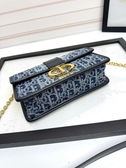 Modern Refined Blue Jacquard Shoulder Bag