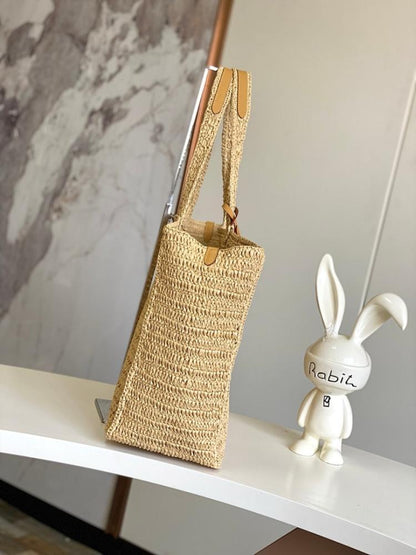 Elegant Stylish Woven Raffia Top Handle Bag