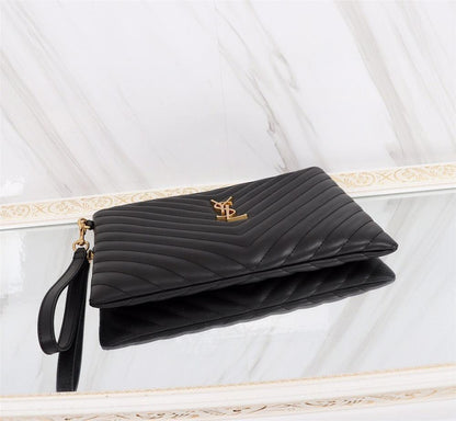 Classic Refined Embroidered Calfskin Top Handle Bag