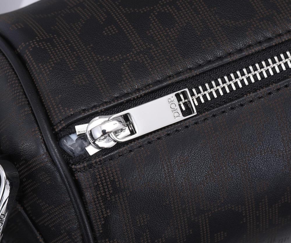 Elegant Refined Black Printed Leather Crossbody Bag