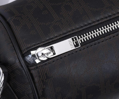 Elegant Refined Black Printed Leather Crossbody Bag