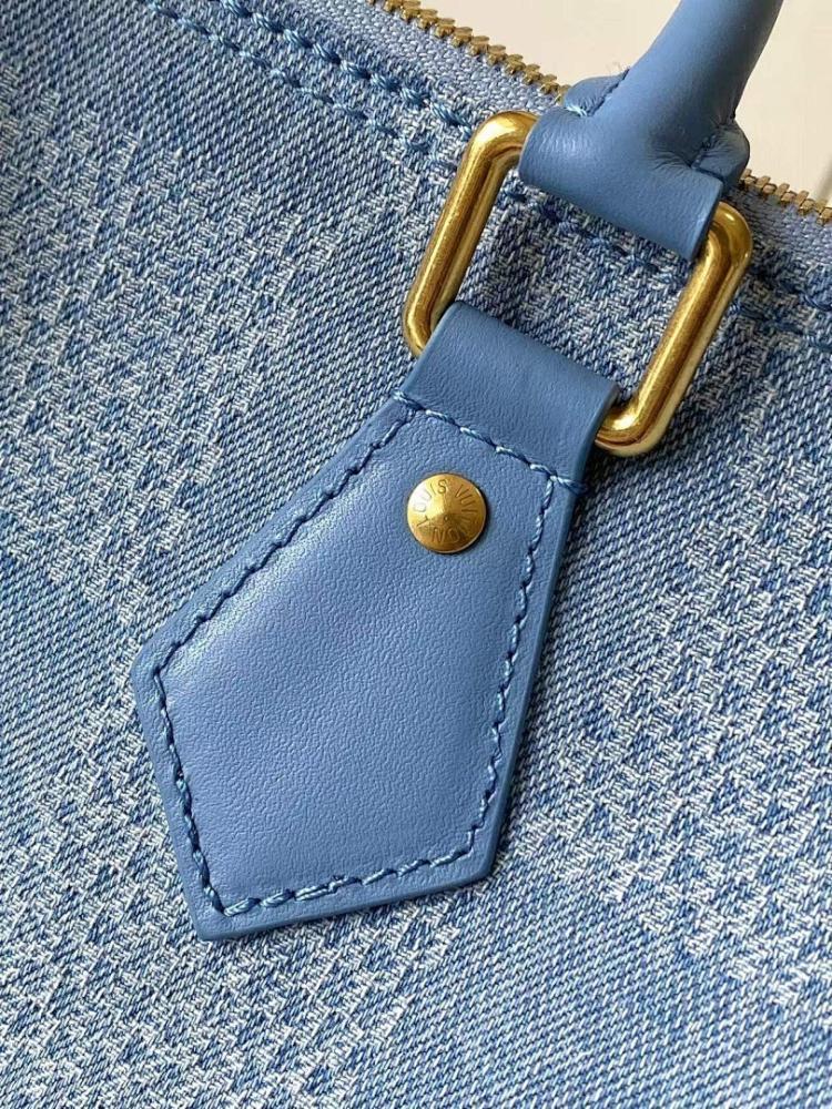Modern Refined Denim Top Handle Bag