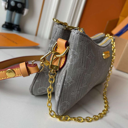 Modern Gold Denim Shoulder Bag – Limited Edition