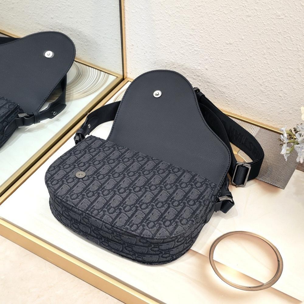Saddle Black Printed Calfskin Shoulder Bag