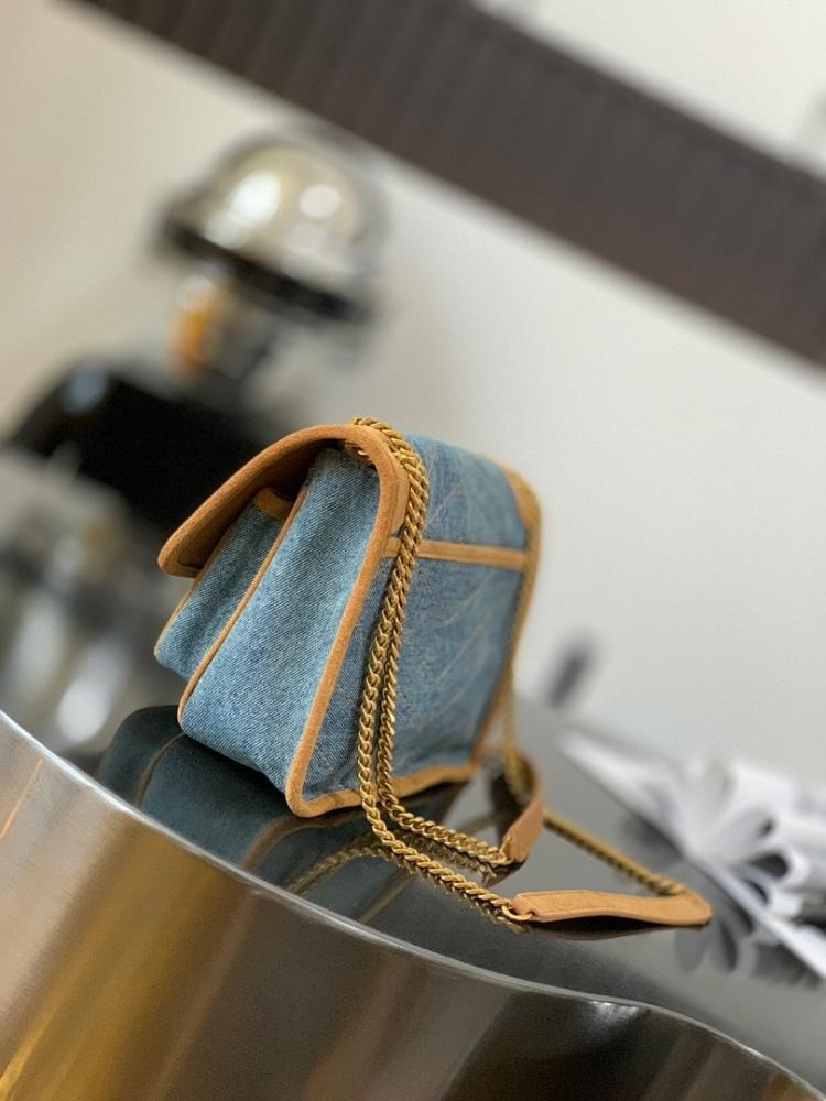 Italian-Inspired Stylish Gold Denim Crossbody Bag
