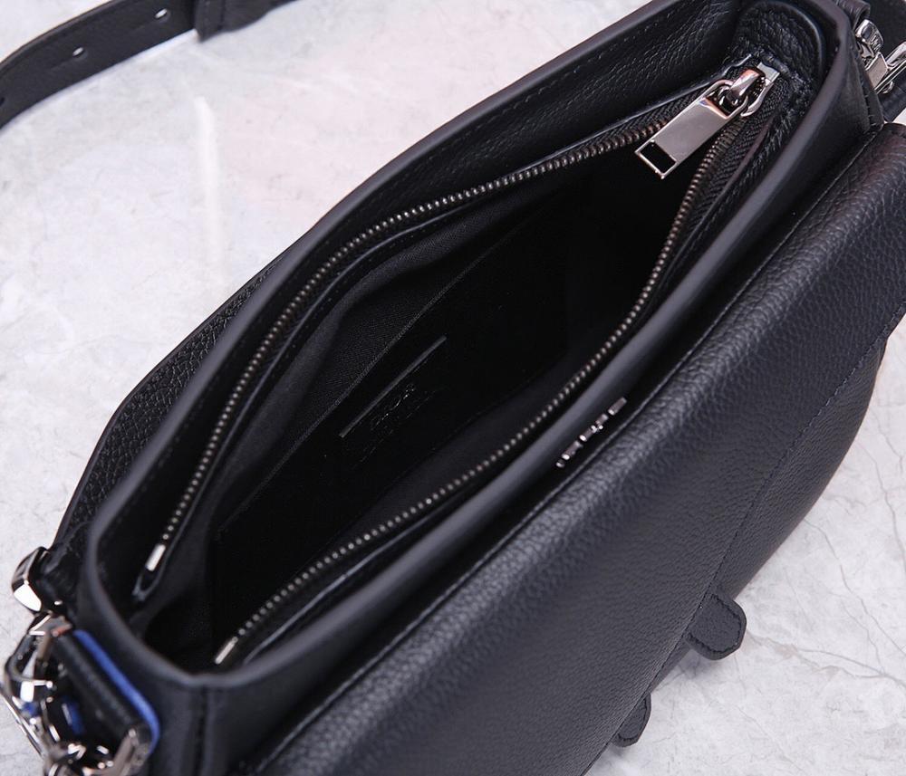 Stylish Refined Black Quilted Calfskin Crossbody Bag