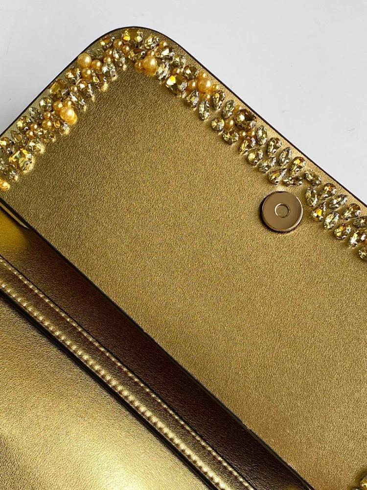 Modern Stylish Crystal-Embellished Leather Shoulder Bag