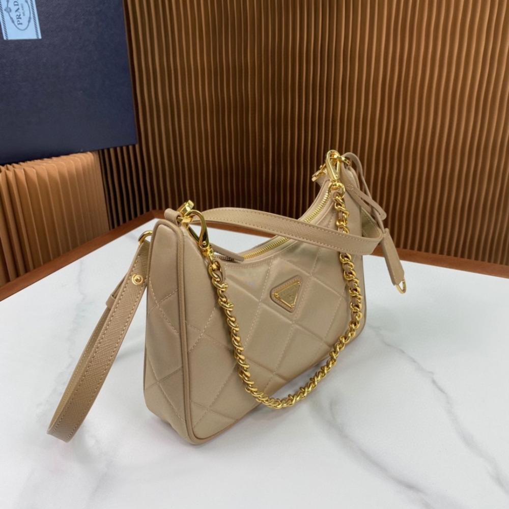 Gold Nylon Hobo Bag