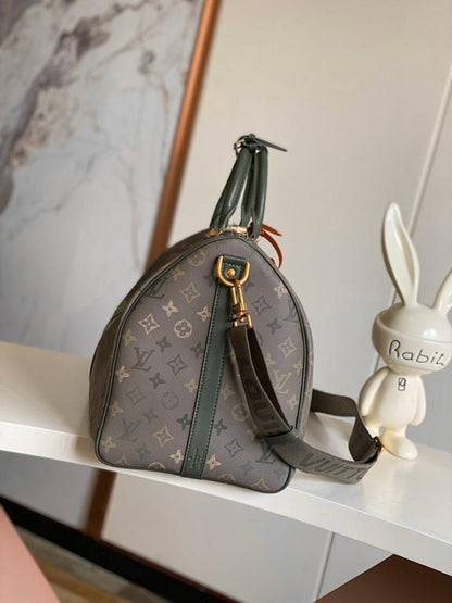 Keepall Gold Monogram Leather Travel Bag