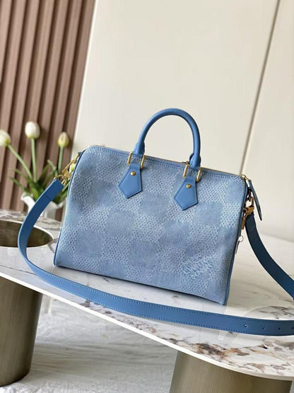 Modern Refined Denim Top Handle Bag
