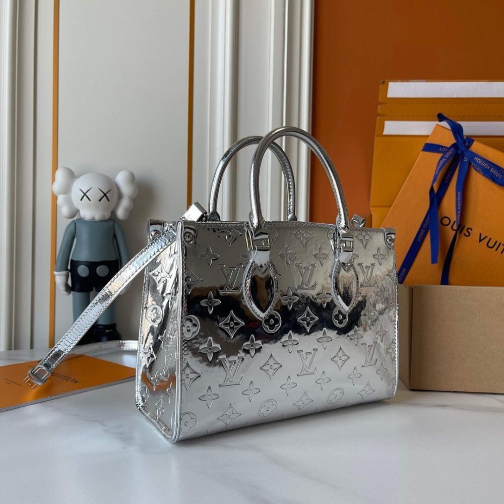 OnTheGo Silver Monogram Tote Bag