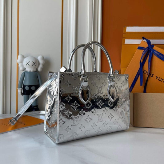 OnTheGo Silver Monogram Tote Bag