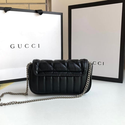 GG Marmont Silver Embroidered Shoulder Bag