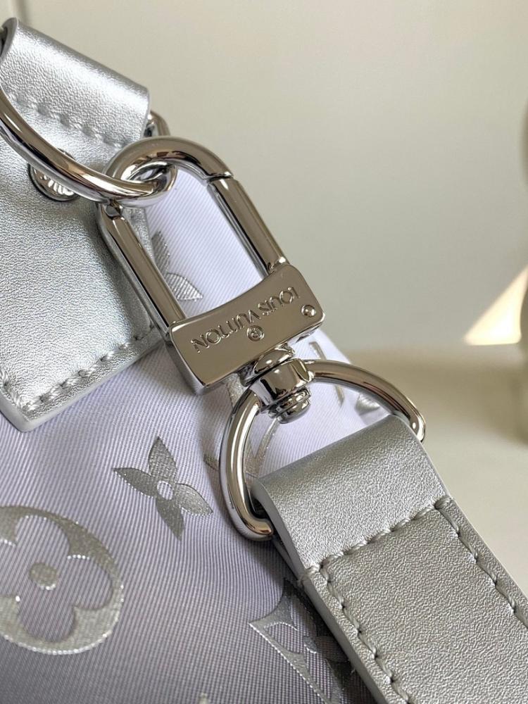 Modern Elegant Silver Nylon Crossbody Bag