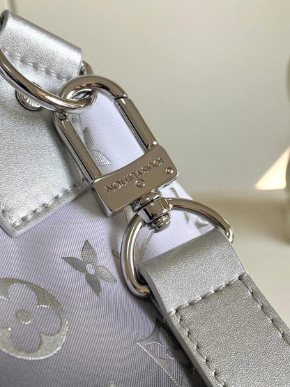 Modern Elegant Silver Nylon Crossbody Bag