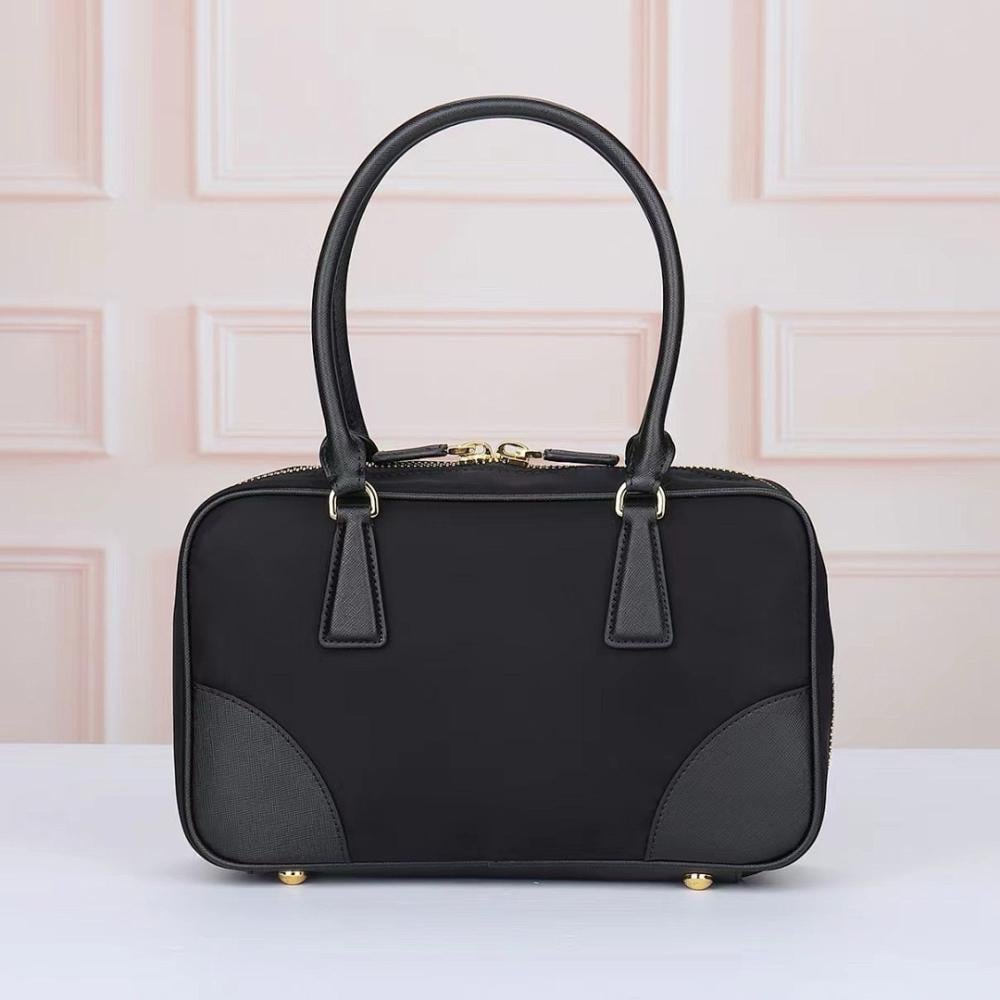 Classic Modern Gold Nylon Top Handle Bag