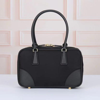 Classic Modern Gold Nylon Top Handle Bag