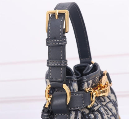 Elegant Premium Blue Calfskin Bucket Bag