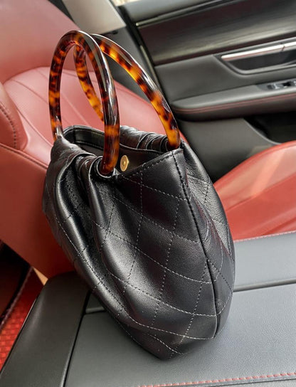 Modern Leather Top Handle Bag