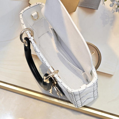 Italian-Inspired Elegant White Leather Shoulder Bag